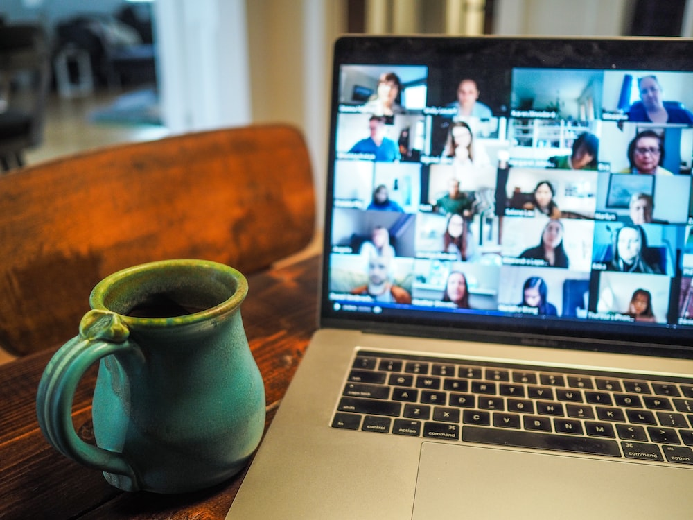 a conference on a laptop